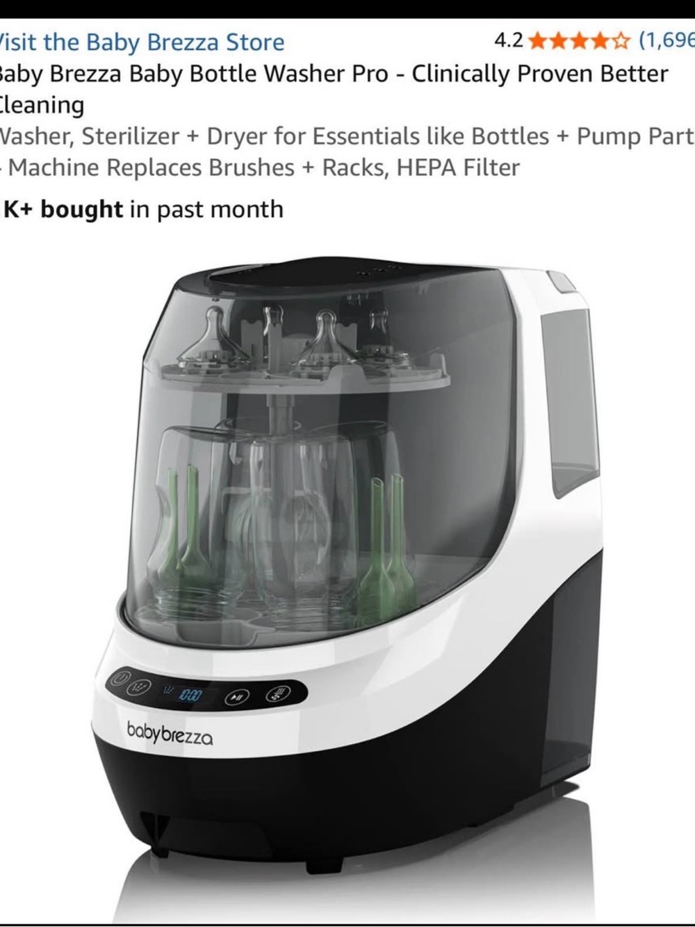 BabyBrezza Bottle Washer Pro - White and Black